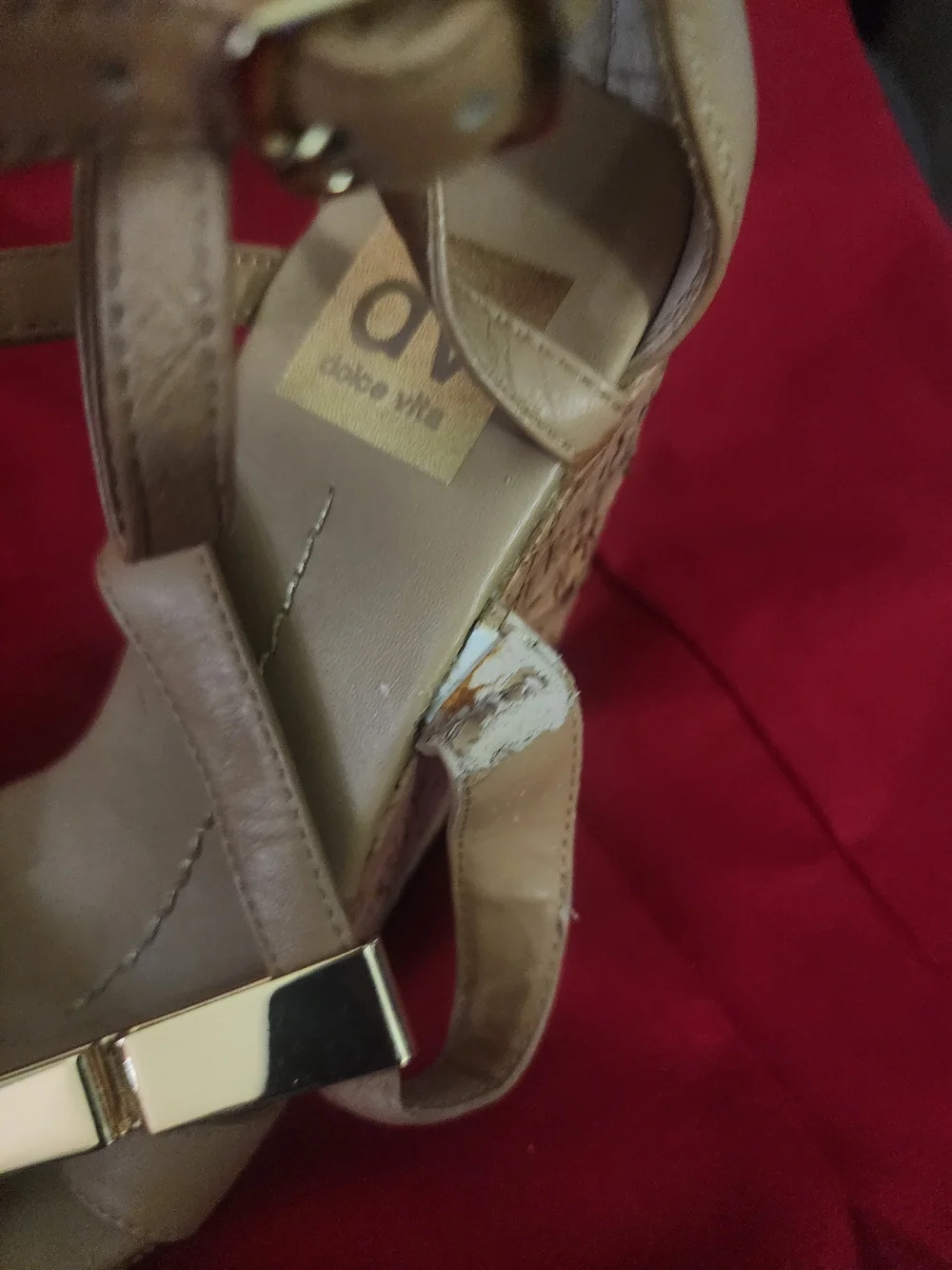 DV Dolce Vita Beige Cork Wedge Sandals - Women